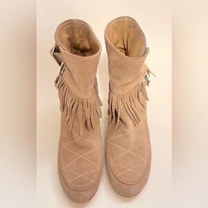 Laurence Dacade Beige Fringe Lace Up Boots